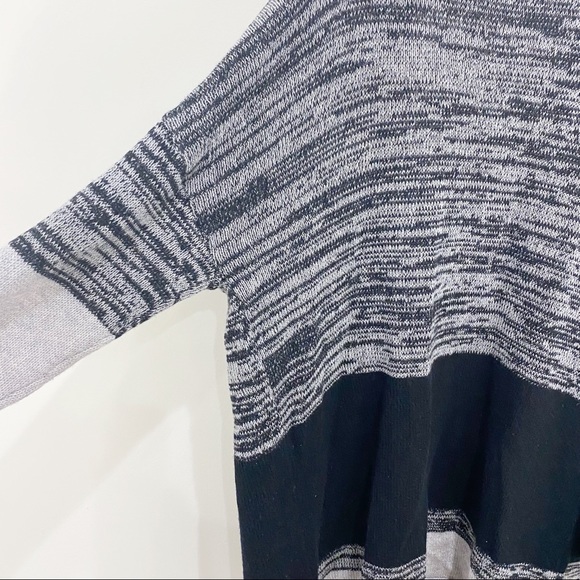 100% Cashmere Super Soft Black/Gray Open Shawl Long Cardigan Sweater Size Medium - Picture 5 of 6